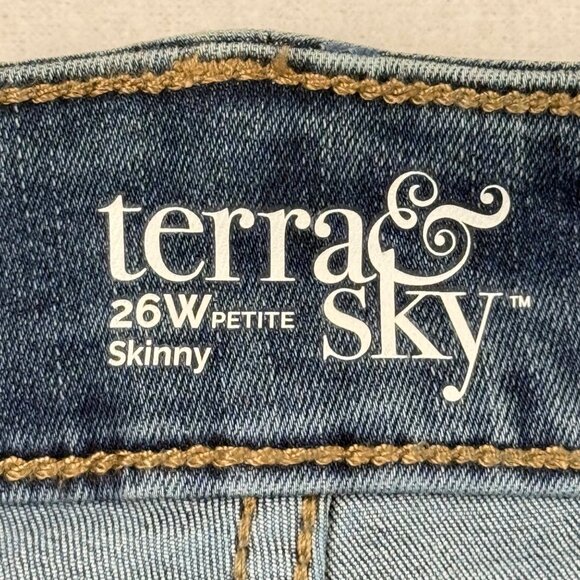 Terra & Sky Women's Stretch High Rise Core Skinny Blue Denim Jeans Plus 26WP NWT - Picture 5 of 10